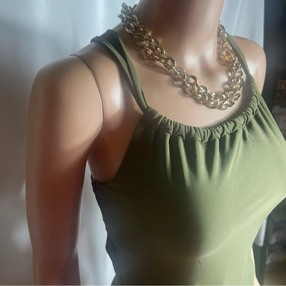 Modern Collective Olive Halter One‑Piece Swimsuit Size M NWT - Picture 3 of 7